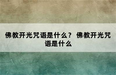 佛教开光咒语是什么？ 佛教开光咒语是什么